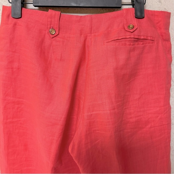 J McLAUGHLIN 6 FLARE LEG WOMENS LINEN CORAL LINED PREPPY DRESSY CAREER PANTS - Picture 12 of 15